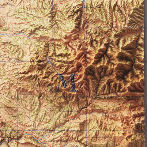 Burgos (Spain), Topographic map - 1944, 2D printed shaded relief map with 3D effect of a 1944 topographic map of Burgos (Spain). Shop our beautiful fine art printed maps on supreme Cotton paper. Vintage maps digitally restored and enhanced with a 3D effect. VizCart from Vizart