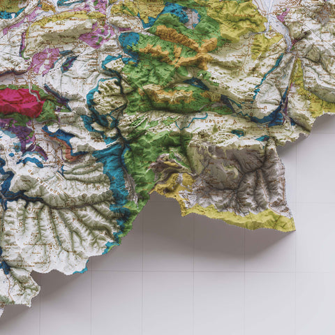 Cantabria (Spain), Geological map - 1989, 2D printed shaded relief map with 3D effect of a 1989 geologic map of Cantabria (Spain). Shop our beautiful fine art printed maps on supreme Cotton paper. Vintage maps digitally restored and enhanced with a 3D effect. VizCart from Vizart
