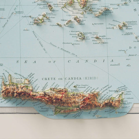 Greece, Topographic map - 1922, 2D printed shaded relief map with 3D effect of a 1922 topographic map of Greece. Shop our beautiful fine art printed maps on supreme Cotton paper. Vintage maps digitally restored and enhanced with a 3D effect. VizCart from Vizart