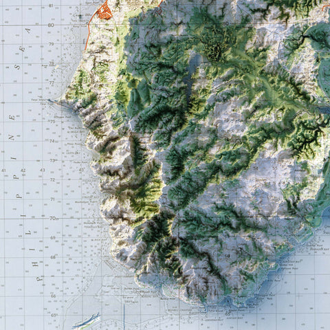 Guam (Mariana Islands, USA), Topographic map - 1965, 2D printed shaded relief map with 3D effect of a 1965 topographic map of Guam (Mariana Islands, USA). Shop our beautiful fine art printed maps on supreme Cotton paper. Vintage maps digitally restored and enhanced with a 3D effect. VizCart from Vizart