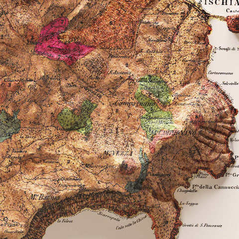 Ischia (Italy), Geological map - 1873, 2D printed shaded relief map with 3D effect of aIschia (Italy), Geological map - 1873, 2D printed shaded relief map with 3D effect of a 1873 geological map of Ischia (Italy). Shop our beautiful fine art printed maps on supreme Cotton paper. Vintage maps digitally restored and enhanced with a 3D effect. VizCart from Vizart