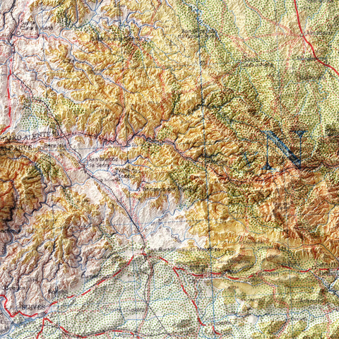 Lagos (Portugal), Topographic map - 1944, 2D printed shaded relief map with 3D effect of a 1944 topographic map of Lagos (Portugal). Shop our beautiful fine art printed maps on supreme Cotton paper. Vintage maps digitally restored and enhanced with a 3D effect. VizCart from Vizart