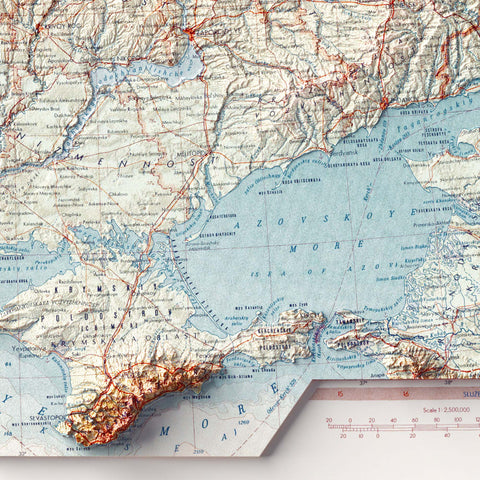 Ukraine, Topographic map - 1967, 2D printed shaded relief map with 3D effect of a 1967 topographic map of Ukraine. Shop our beautiful fine art printed maps on supreme Cotton paper. Vintage maps digitally restored and enhanced with a 3D effect. VizCart from Vizart