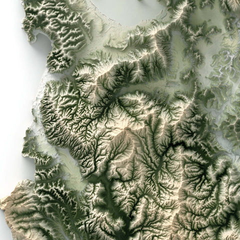 Umbria (Italy), Elevation tint - Geo, 2D printed shaded relief map with 3D effect of Umbria (Italy) with geo hypsometric tint. Shop our beautiful fine art printed maps on supreme Cotton paper. Vintage maps digitally restored and enhanced with a 3D effect. VizCart from Vizart