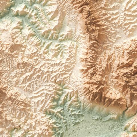 Umbria (Italy) geo shaded relief elevation map printed on fine art paper close-up