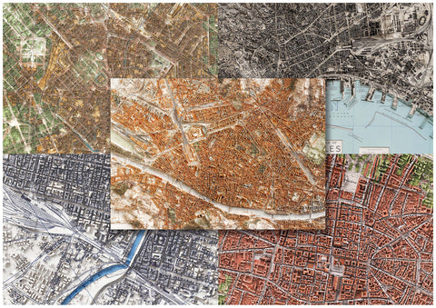 shaded relief maps of italian city maps restored and realized by Vizart.