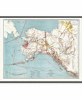 1898 Alaska (United States of America) restored vintage topographic map reprinted on fine art paper. VizCart from VizArt.