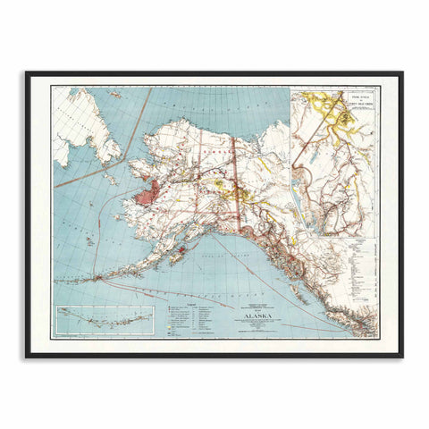 1898 Alaska (United States of America) restored vintage topographic map reprinted on fine art paper. VizCart from VizArt.