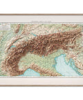 1900 Alps shaded relief map print with 3D effect fine art wall decor. VizCart from Vizart.
