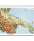 Apulia and Lucania (Italy), Topographic map - 1950, 2D printed shaded relief map with 3D effect of a 1950 topographic map of Apulia and Lucania (Italy). Shop our beautiful fine art printed maps on supreme Cotton paper. Vintage maps digitally restored and enhanced with a 3D effect. VizCart from Vizart