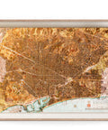 Barcelona (Spain), City map - 1962, 2D printed shaded relief map with 3D effect of a 1962 city map of Barcelona. Shop our beautiful fine art printed maps on supreme Cotton paper. Vintage maps digitally restored and enhanced with a 3D effect.., VizCart from Vizart