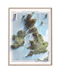 British-Irish Isles, Topographic map - 1920, 2D printed shaded relief map with 3D effect of a 1920 topographic map of Britain and Ireland (British-Irish Isles). Shop our beautiful fine art printed maps on supreme Cotton paper. Vintage maps digitally restored and enhanced with a 3D effect., VizCart from Vizart