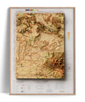 Burgos (Spain), Topographic map - 1944, 2D printed shaded relief map with 3D effect of a 1944 topographic map of Burgos (Spain). Shop our beautiful fine art printed maps on supreme Cotton paper. Vintage maps digitally restored and enhanced with a 3D effect., VizCart from Vizart