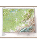 1982 Denali National Park Alaska topographic shaded relief map print with 3D effect fine art wall decor. VizCart from Vizart