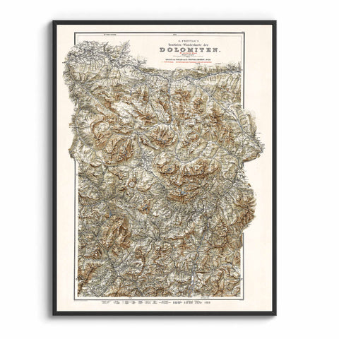 1904 Dolomites (Italy) restored vintage topographic map reprinted on fine art paper. VizCart from VizArt.