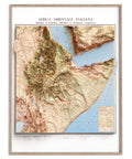 1937 Eastern Africa shaded relief topographic map print with 3D effect fine art wall decor. VizCart from Vizart.