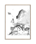 Europe, Elevation tint - White, 2D printed shaded relief map with 3D effect of Europe with monochrome hypsometric tint. Shop our beautiful fine art printed maps on supreme Cotton paper. Vintage maps digitally restored and enhanced with a 3D effect. VizCart from Vizart