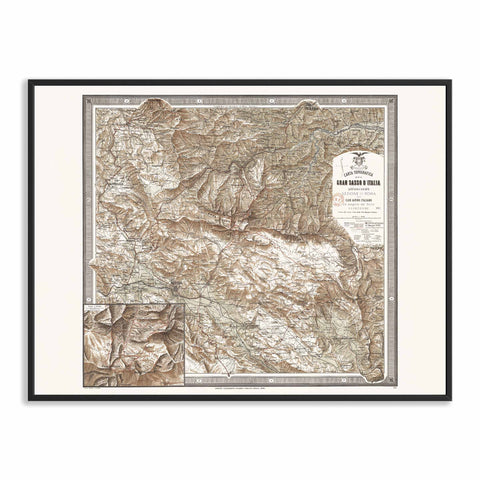 1887 Gran Sasso d'Italia (Italy) restored vintage topographic map reprinted on fine art paper. VizCart from VizArt.