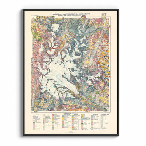 1939 Grossglockner (Austria) restored vintage geological map reprinted on fine art paper. VizCart from VizArt.