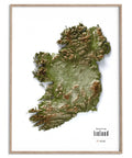 Ireland shaded relief elevation tint map (GEO) print with 3D effect fine art wall decor. VizCart from Vizart.