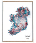 Ireland shaded relief elevation tint map (IRID) print with 3D effect fine art wall decor. VizCart from Vizart.