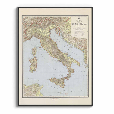 1922 Italy restored vintage topographic map reprinted on fine art paper. VizCart from VizArt.