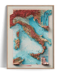 Italy, Topographic map - 1967, 2D printed shaded relief map with 3D effect of a 1967 topographic map of Italy. Shop our beautiful fine art printed maps on supreme Cotton paper. Vintage maps digitally restored and enhanced with a 3D effect., VizCart from Vizart