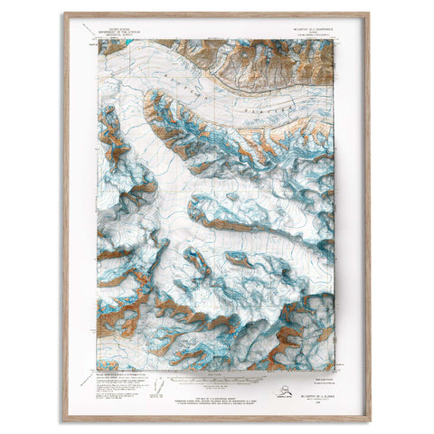 Mt Bear (Alaska, USA), Topographic map - 1966, 2D printed shaded relief map with 3D effect of a 1966 topographic map of Mt Bear (Alaska, USA). Shop our beautiful fine art printed maps on supreme Cotton paper. Vintage maps digitally restored and enhanced with a 3D effect. VizCart from Vizart