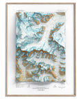 Mt Bona (Alaska, USA), Topographic map - 1966, 2D printed shaded relief map with 3D effect of a 1966 topographic map of Mt Bona (Alaska, USA). Shop our beautiful fine art printed maps on supreme Cotton paper. Vintage maps digitally restored and enhanced with a 3D effect. VizCart from Vizart