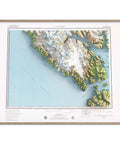 1979 Mount Fairweather (Alaska, USA) shaded relief map print with 3D effect fine art wall decor. VizCart from Vizart