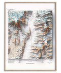 Mt Foraker (Alaska, USA), Topographic map - 1963, 2D printed shaded relief map with 3D effect of a 1963 topographic map of Mt Foraker (Alaska, USA). Shop our beautiful fine art printed maps on supreme Cotton paper. Vintage maps digitally restored and enhanced with a 3D effect. VizCart from Vizart