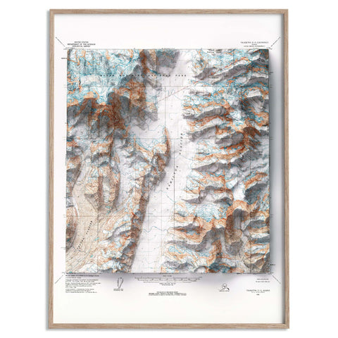 Mt Foraker (Alaska, USA), Topographic map - 1963, 2D printed shaded relief map with 3D effect of a 1963 topographic map of Mt Foraker (Alaska, USA). Shop our beautiful fine art printed maps on supreme Cotton paper. Vintage maps digitally restored and enhanced with a 3D effect. VizCart from Vizart