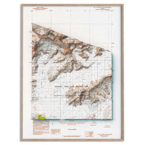 Mt Saint Elias (Alaska, USA), Topographic map - 1985, 2D printed shaded relief map with 3D effect of a 1985 topographic map of Mt Saint Elias (Alaska, USA). Shop our beautiful fine art printed maps on supreme Cotton paper. Vintage maps digitally restored and enhanced with a 3D effect. VizCart from Vizart