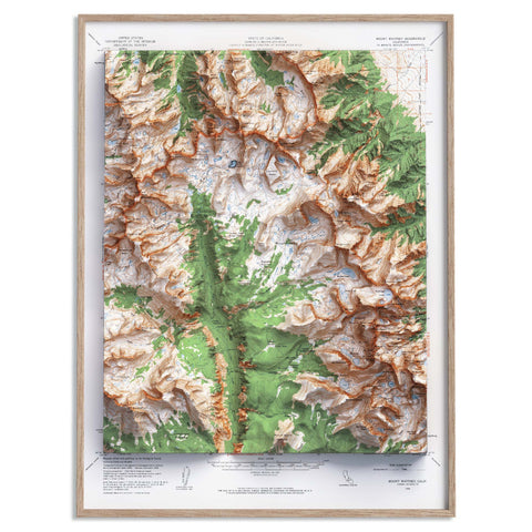 Mt Whitney (California, USA), Topographic map - 1960, 2D printed shaded relief map with 3D effect of a 1960 topographic map of Mt Whitney (California, USA). Shop our beautiful fine art printed maps on supreme Cotton paper. Vintage maps digitally restored and enhanced with a 3D effect. VizCart from Vizart