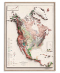 1911 North America shaded relief map print with 3D effect fine art wall decor. VizCart from Vizart.