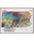Pennsylvania, Geological map - 1960, 2D printed shaded relief map with 3D effect of a 1960 geologic map of Pennsylvania (USA). Shop our beautiful fine art printed maps on supreme Cotton paper. Vintage maps digitally restored and enhanced with a 3D effect. VizCart from Vizart.