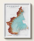Piedmont (Italy) spectral shaded relief elevation map printed on fine art paper framed