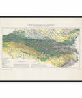 1891 Pyrenees (France, Spain) restored vintage geological map reprinted on fine art paper. Vizcart from Vizart