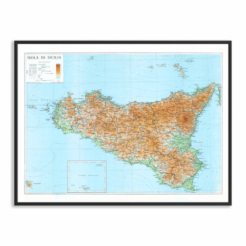 1943 Sicily (Italy) restored vintage topographic map reprinted on fine art paper. VizCart from VizArt.