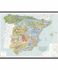 1966 Spanish peninsula and Baleares restored vintage soil map reprinted on fine art paper. VizCart from VizArt.
