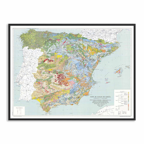 1966 Spanish peninsula and Baleares restored vintage soil map reprinted on fine art paper. VizCart from VizArt.