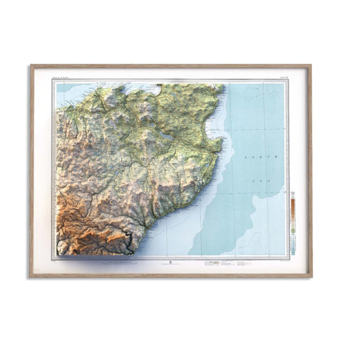 Thurso (Scotland, UK), Topographic map - 1912, 2D printed shaded relief map with 3D effect of a 1912 topographic map of Thurso and Wick (Scotland, UK). Shop our beautiful fine art printed maps on supreme Cotton paper. Vintage maps digitally restored and enhanced with a 3D effect. VizCart from Vizart