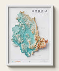 Umbria (Italy) spectral shaded relief elevation map printed on fine art paper framed