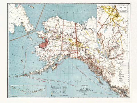 1898 Alaska (United States of America) restored vintage topographic map reprinted on fine art paper. VizCart from VizArt.