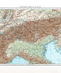 1900 Alps restored vintage topographic map reprinted on fine art paper. VizCart from VizArt.