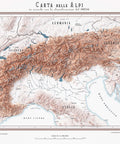 2025 Alps shaded relief map print with 3D effect fine art wall decor. VizCart from Vizart.