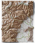 Aosta and Turin (Italy), Topographic map - 1930, 2D printed shaded relief map with 3D effect of a 1930 topographic map of Aosta and Turin (Italy). Shop our beautiful fine art printed maps on supreme Cotton paper. Vintage maps digitally restored and enhanced with a 3D effect. VizCart from Vizart