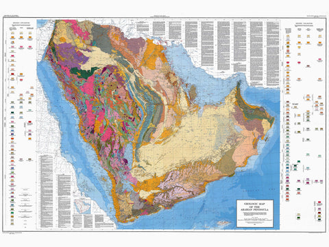 1963 Arabian Peninsula restored vintage geological map reprinted on fine art paper. VizCart from VizArt.