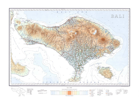 1935 Bali (Indonesia) restored vintage topographic map reprinted on fine art paper. VizCart from VizArt.