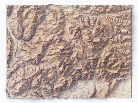 Dolomites (Italy) 1911 topographic restored antique shaded relief map print on fine art paper